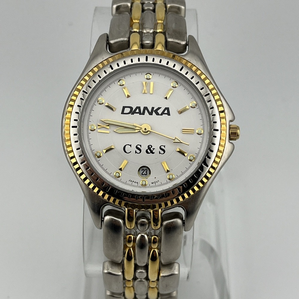 Danka Watch Men 37mm Case Two Tone‎ 8.25" Band- New Battery